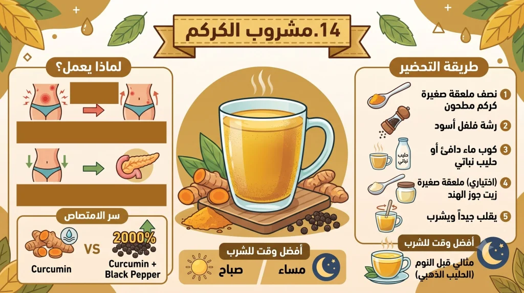 أفضل مشروبات لحرق دهون البطن